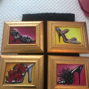 PJ Commerford original oil/mixed media embellished shoe series paintings